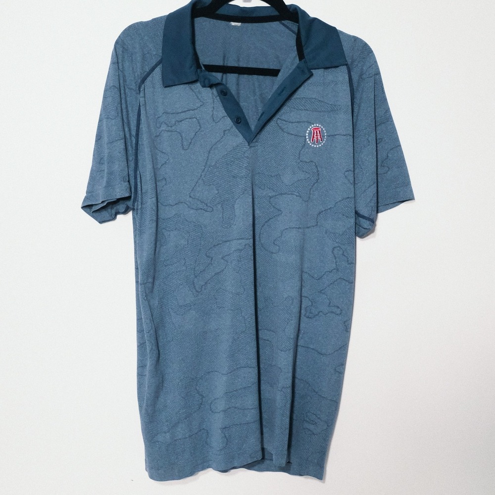 UNRL Barstool Sports Polo Shirt Men L Blue Camo Golf Performance Athleisure